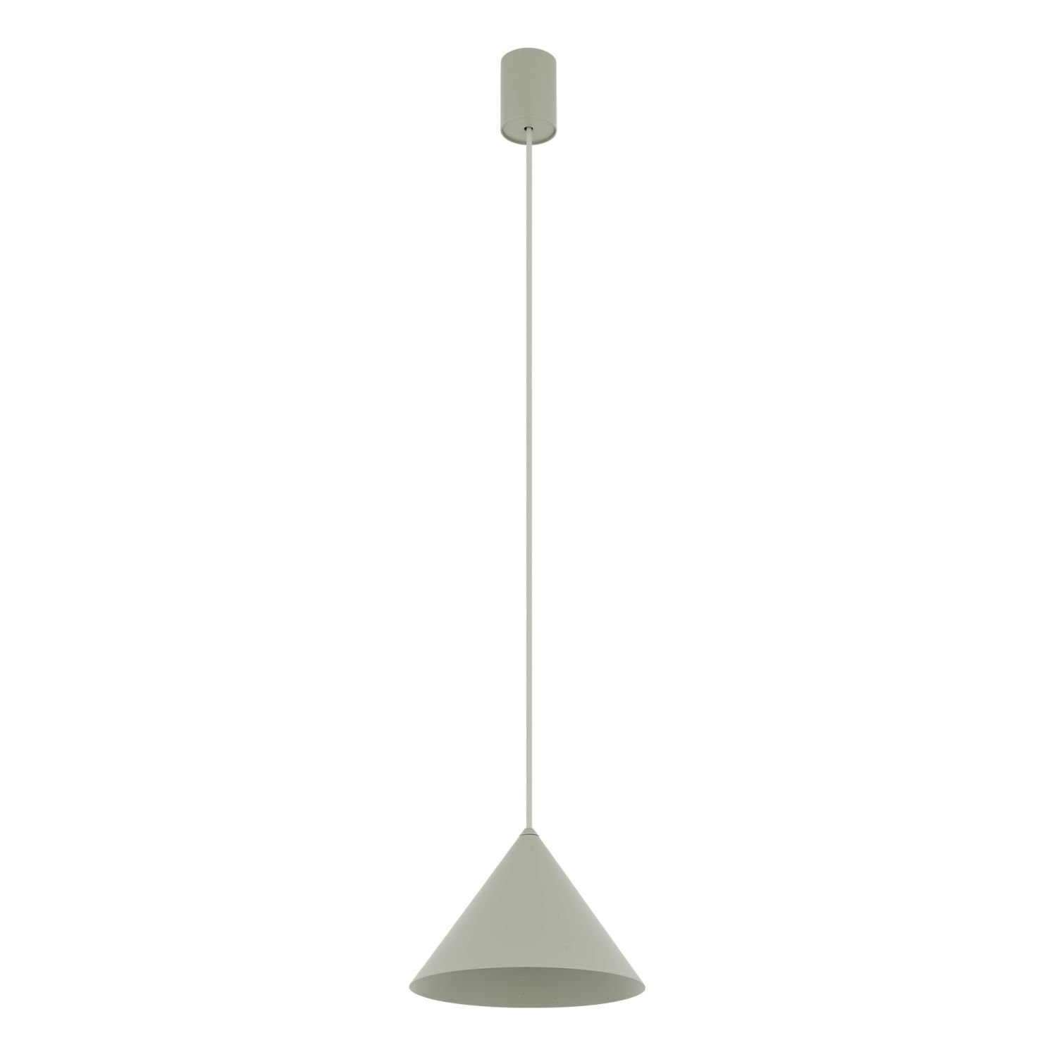 Lampa wisząca z czarnym przewodem i przezroczystym, owalnym kloszem w kolorze koniakowym. Klosz zawiera źródło światła typu LED.
