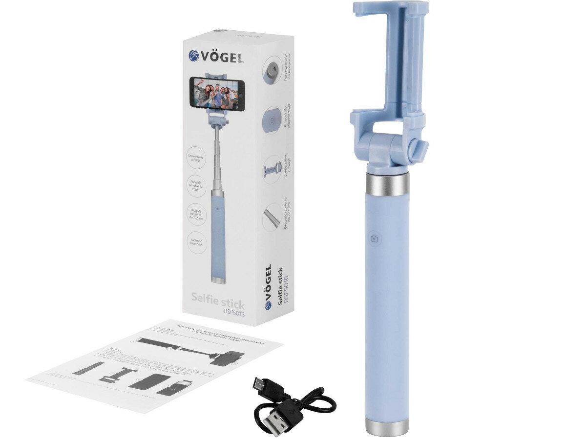 Uchwyt selfie VÖGEL BSF501B zawartosc opakowania