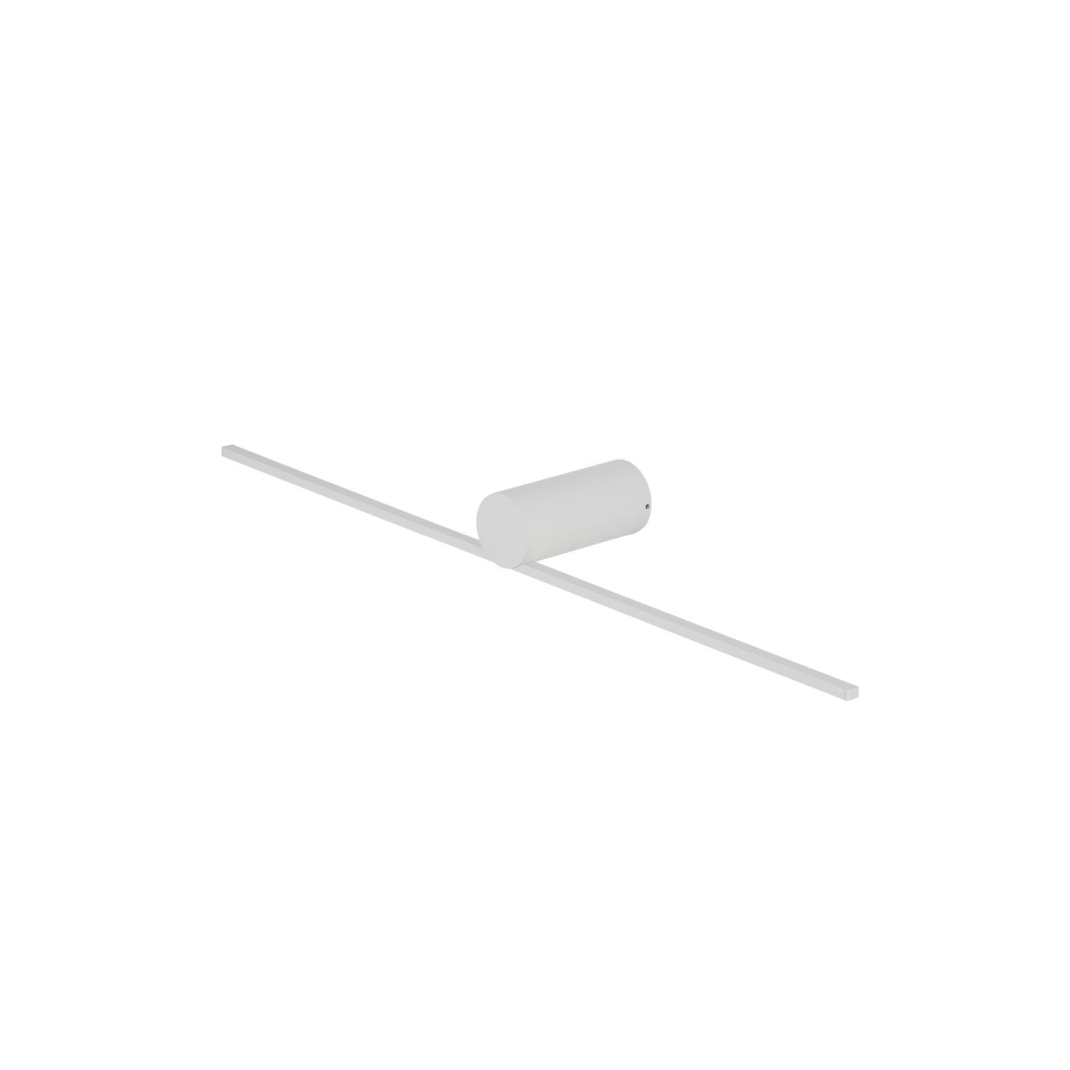 Na obrazie widoczna jest nowoczesna lampa ścienna w kształcie walca z długim, prostym ramieniem. Lampa jest w kolorze białym i ma minimalistyczny design.