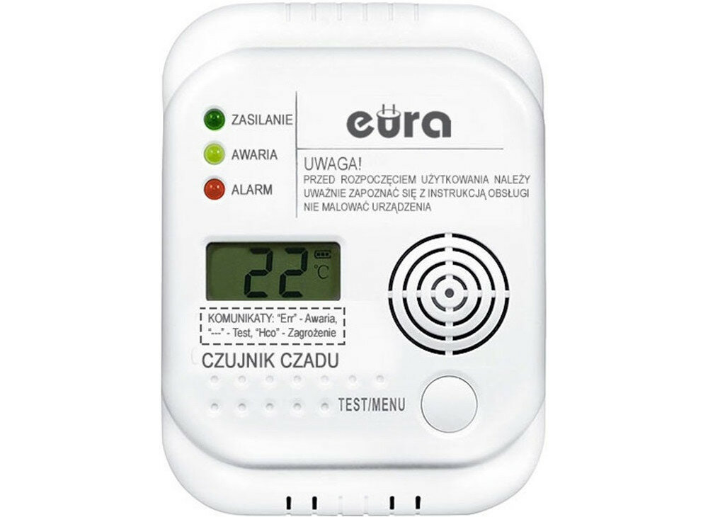 Czujnik tlenku węgla (czadu) EURA CD-65A4 wyglad front normy