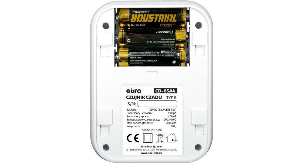 Czujnik tlenku węgla (czadu) EURA CD-65A4 technologia sensory elektrochemiczne