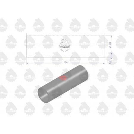 Obraz przedstawia szary, cylindryczny przewód z czerwonym logo na środku. W tle widoczny jest schemat z wymiarami: 154 mm długości i 57 mm średnicy.
