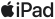 Logo przedstawia symbol jabłka z nadgryzionym bokiem oraz napis \'iPad\'.