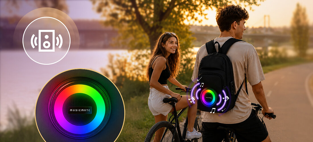 Plecak na laptopa MUSICMATE MM-BP20 SoundLoop 12.5 cali głośnik 10 W Bluetooth 5.3 RGB