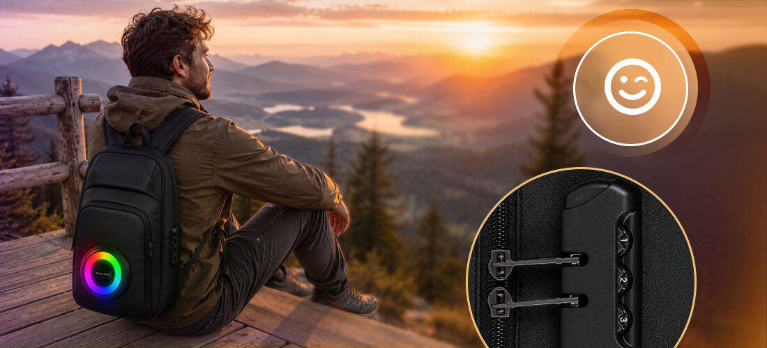 Plecak na laptopa MUSICMATE MM-BP20 SoundLoop 12.5 cali Bluetooth USB TF FM USB-C mikrofon