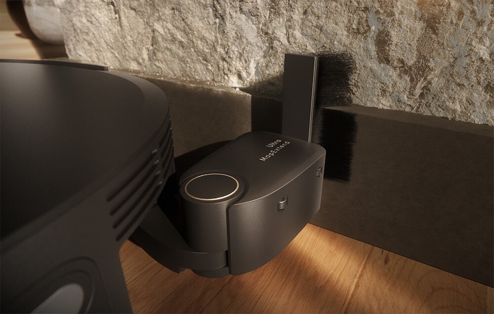 Robot sprzątający DREAME X60 Pro Ultra Complete Czarny zdjęcie lifestyle Dokładność przy krawędziach Technologia Dual UltraExtend Arm Szczotka boczna wysuwa się nawet do 12 cm, a pady mopujące do 18 cm  System MopExtend RoboSwing omija przeszkody i równomiernie pokrywa sprzątaną powierzchnię  funkcja Curtain Cleaning 