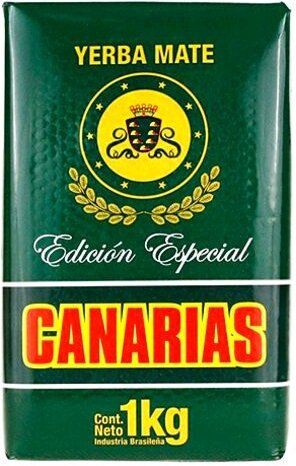 Opakowanie Yerba Mate Canarias Seleccion Especial z napisem \'Edición Especial\' i \'CANARIAS\'. Widoczna jest również informacja \'Cont. Neto 1kg Industria Brasilera\'.
