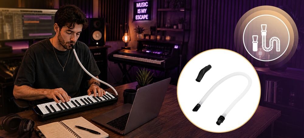 Harmonijka klawiszowa MUSICMATE MM-ML37-B Melodica 37 37 klawiszy płynna klawiatura nauka gry, osoba grająca na harmonijce