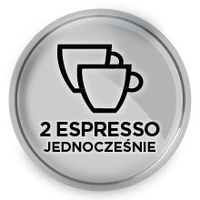 Ikona przedstawia dwa nakładające się kubki z napisem \'2 ESPRESSO JEDNOCZEŚNIE\'.