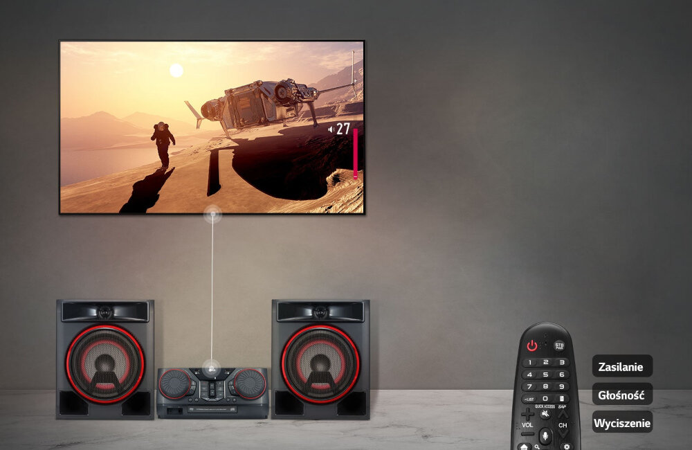 WIEŻA LG CK56 BLUETOOTH CD USB FM AUX pilot połączenie z TV