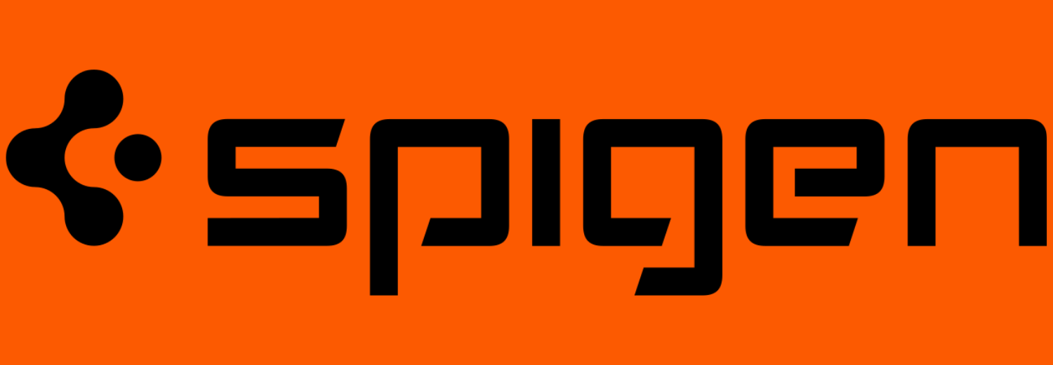 Logo z napisem \'spigen\' na pomarańczowym tle.