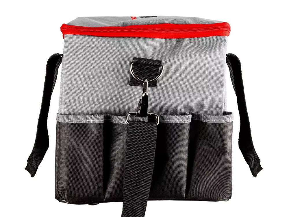 Torba narzędziowa GRAPHITE Energy + 58G015 torba na białym tle widoczna z boku wymiary 25 × 25 × 25 cm przechowywanie i transport w różnych warunkach porządek nie zajmuje dużo miejsca wygodny dostęp