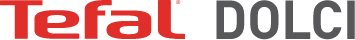 Logo z napisem \'Tefal DOLCI\' w kolorach czerwonym i szarym.