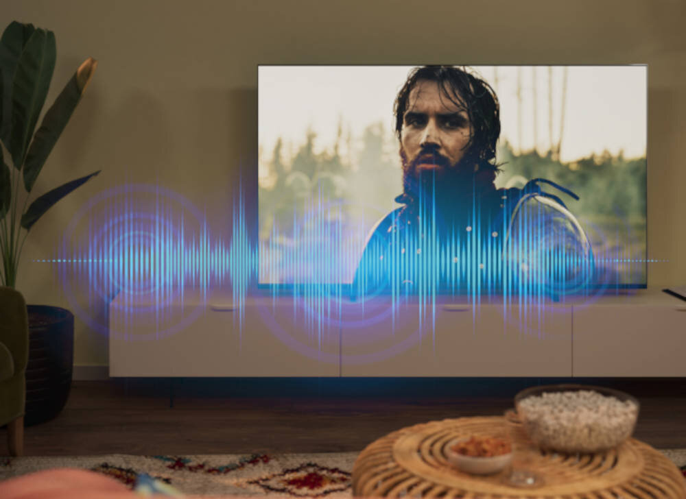 PHILIPS 43PUS9060 Wzmacniania Głosu inteligentnie dostosowuje poziom dialogów filmów i seriali - przedstawienie dostosowania dialogów