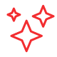 Czerwony symbol trzech gwiazdek na białym tle.