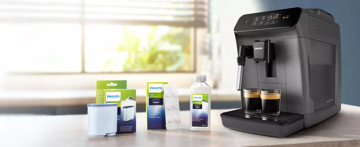 Oryginalne akcesoria i środki pielęgnacyjne Philips do regularnej konserwacji ekspresu