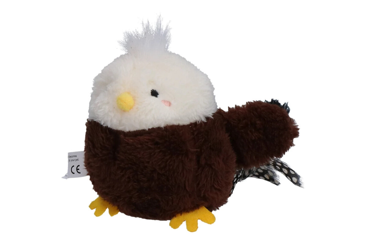 Zabawka ROBOCAT ROBO030 Eagle brązowo-biały zdjęcie przedstawia pluszowego orła na białym tle imitacja piór na ogonie