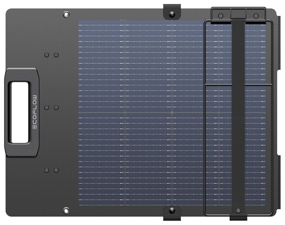 Panel fotowoltaiczny ECOFLOW EFSOLARLIGHT110W-P-D 110W, konstrukcja, waga, wymiary, biwak, Złożony przenośny panel fotowoltaiczny z uchwytem.