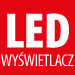 Czerwony kwadrat z białym napisem \'LED WYŚWIETLACZ\'.