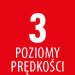 Czerwony kwadrat z białym tekstem: \'3 POZIOMY PRĘDKOŚCI\'.