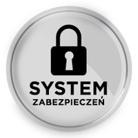 Ikona przedstawia okrągły symbol z kłódką w środku i napisem \'SYSTEM ZABEZPIECZEŃ\'.
