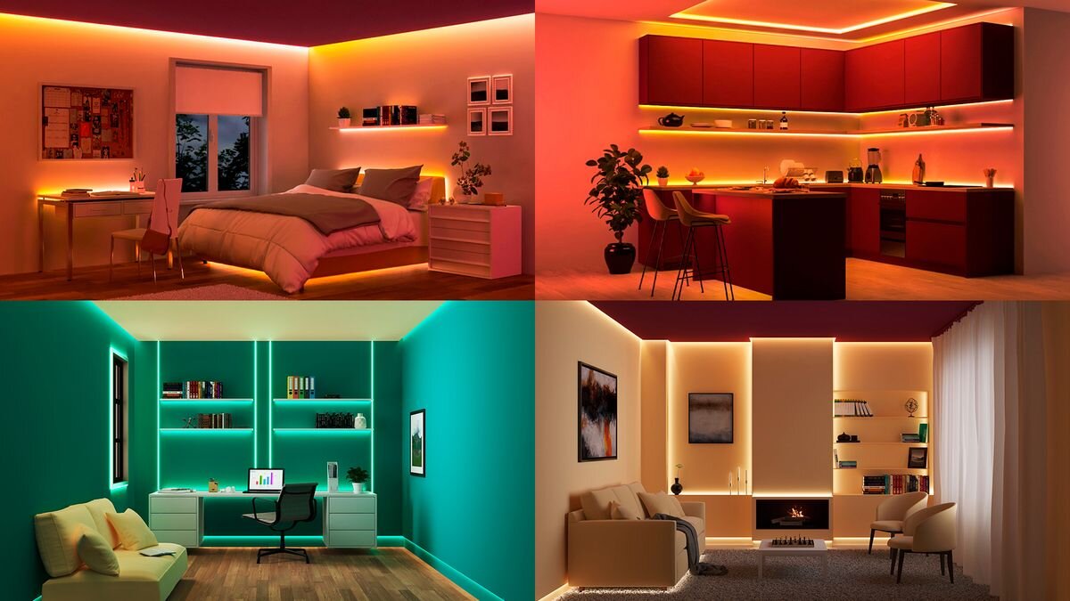 Taśma LED PHILIPS SMART 929004139721 5 m Bluetooth, kolory, nastroje, barwa, relaks, Różne aranżacje oświetlenia LED w domu.