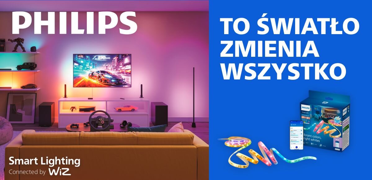 Taśma LED PHILIPS SMART 929004710001 10 m Bluetooth, domowe, oświetlenie, inteligentne, Philips, Kolorowe oświetlenie salonu i zestaw startowy.