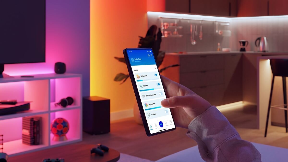 Taśma LED PHILIPS SMART 929004706621 4 m Bluetooth, łączność, system, asystent, inteligentna, Wybór scen świetlnych w aplikacji na telefonie.