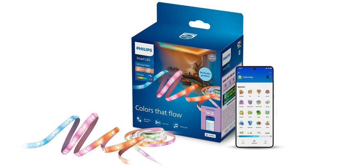 Taśma LED PHILIPS SMART 929004706621 4 m Bluetooth, zestaw, akcesoria, pudełko, instrukcja, Zestaw oświetlenia inteligentnego z aplikacją.