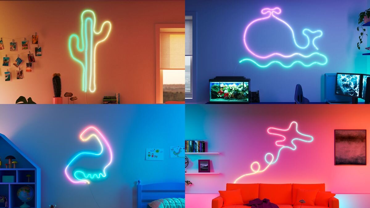Taśma LED PHILIPS SMART 929004126321 10 m Bluetooth, kolory, gradienty, RGBICWW, animacje, Dekoracyjne kształty świetlne na ścianach.
