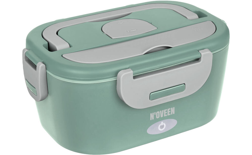 Zielony elektryczny lunch box z szarymi elementami, na którym widnieje napis \'N\'OVEEN\'.