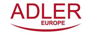 Logo z napisem \'ADLER EUROPE\' w kolorze czerwonym.