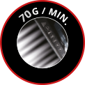 Ikona z napisem \'70G / MIN.\' w czerwonym okręgu, z obrazem pary w tle.