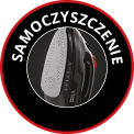 Okrągła ikona z wizerunkiem żelazka i napisem \'SAMOCZYSZCZENIE\'.