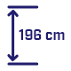 Ikona przedstawia niebieską strzałkę skierowaną w górę i w dół z tekstem \'186 cm\' pomiędzy nimi.
