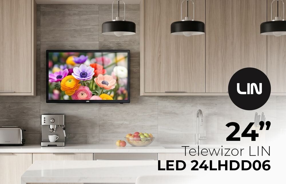 Telewizor LIN 24LHDD06 24 cale kompaktowy telewizor HD Ready LED, telewizor zawieszony w pomieszczeniu