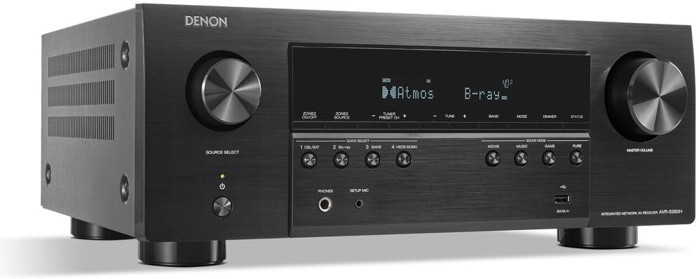 DENON AVR-S980H amplituner HEOS Built-in multiroom Spotify Connect TIDAL Qobuz i Roon Ready, amplituner na białym tle
