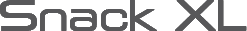Logo z napisem \'Snack XL\' w kolorze czarnym na przezroczystym tle.