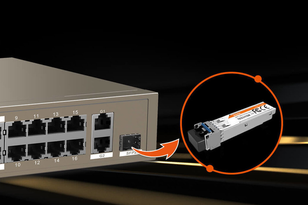 Switch TENDA TEF1118P-16-150W Gigabit WLAN SFP monitoring moduł światłowodowy odległość transmisji