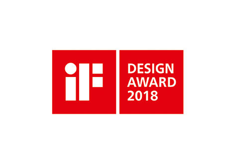 Logo iF Design Award 2018 na czerwonym tle.