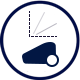 Ikona przedstawia ciemnoniebieski symbol w kształcie litery \'L\' z białym okręgiem w dolnym rogu, otoczony ciemnoniebieskim okręgiem.