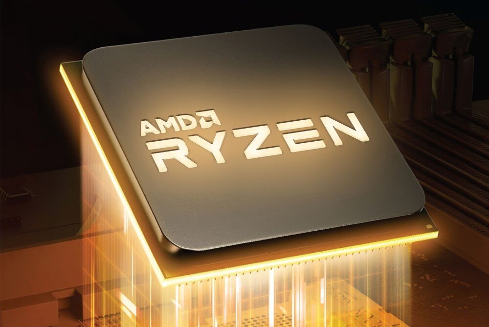 Komputer GEEKOM A5 Procesor komputerowy 'AMD RYZEN' umieszczony na płycie głównej z efektownym podświetleniem krawędzi i pionowymi liniami światła