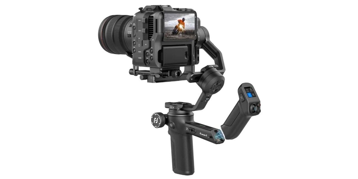 Gimbal FEIYUTECH Scorp 3 Kit Czarny na białym tle.