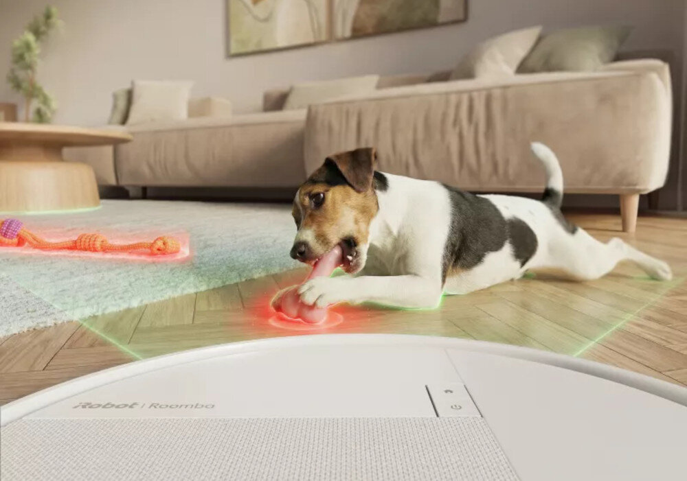 Robot sprzątający IROBOT Roomba 415 Combo Biały zdjęcie lifestyle Nawigacja oparta na mapie domu Technologia ClearView™ LiDAR skanuje otoczenie i tworzy szczegółową mapę