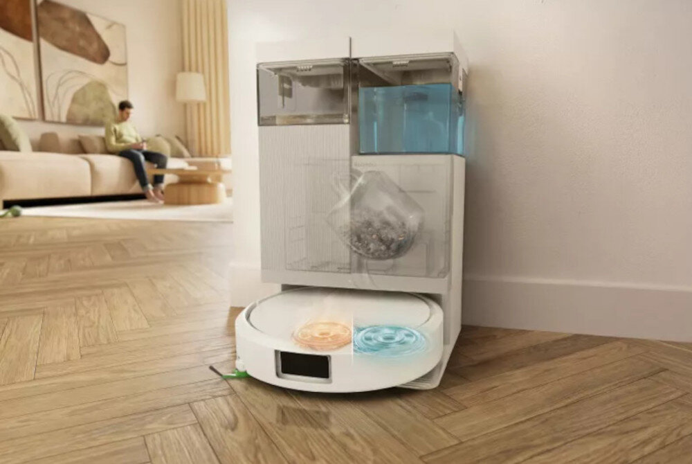 Robot sprzątający IROBOT Roomba 415 Combo Biały zdjęcie lifestyle przejmuje codzienną obsługę Stacja AutoWash™  do 180 minut pracy pełne ładowanie trwa około 330 minut