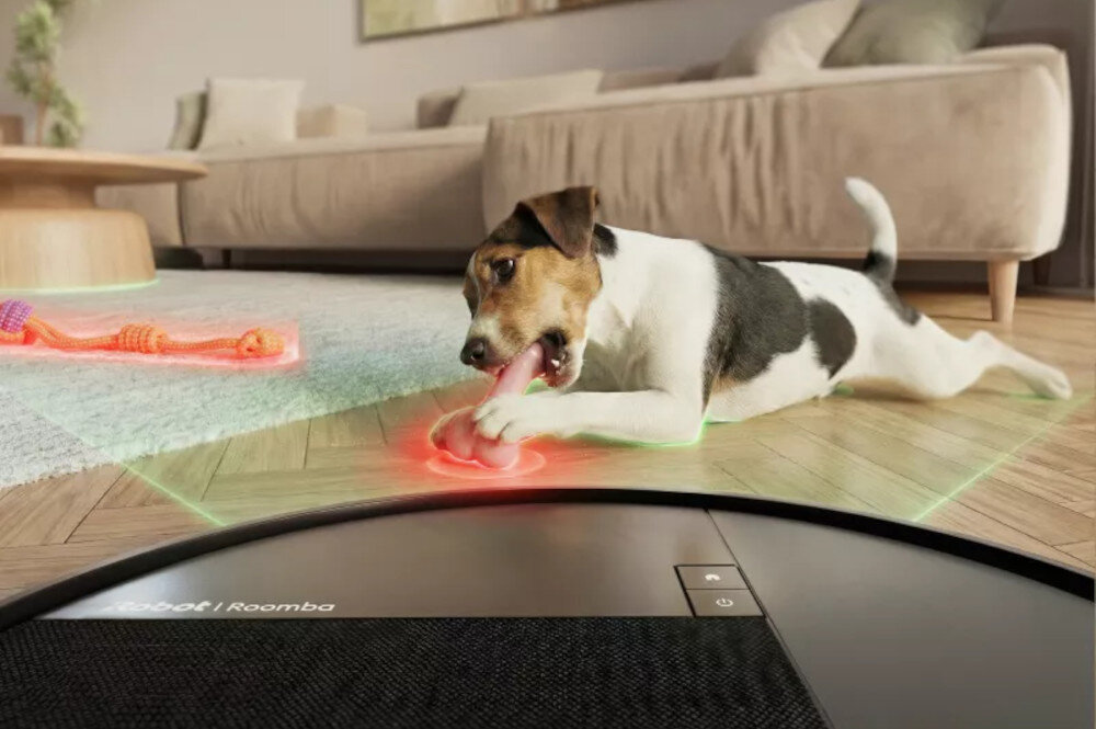 Robot sprzątający IROBOT Roomba 415 Combo Czarny zdjęcie lifestyle Nawigacja oparta na mapie domu Technologia ClearView™ LiDAR skanuje otoczenie i tworzy szczegółową mapę