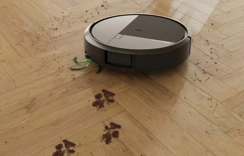 Robot sprzątający IROBOT Roomba 415 Combo Czarny zdjęcie lifestyle Smukła konstrukcja pod łóżka, sofy i szafki wysokość wymiary głębokość