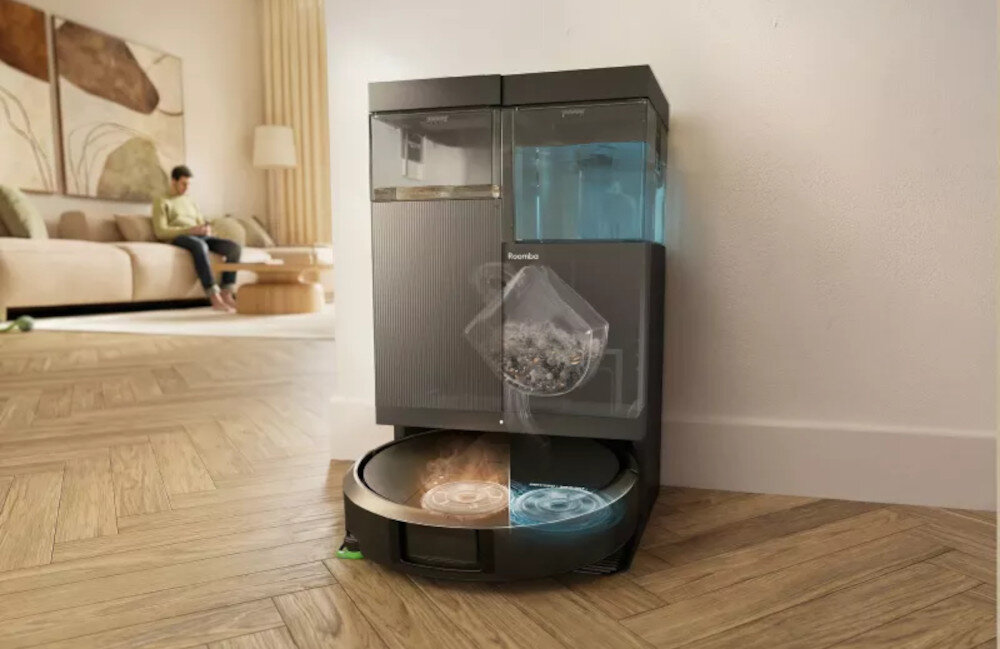 Robot sprzątający IROBOT Roomba 415 Combo Czarny zdjęcie lifestyle przejmuje codzienną obsługę Stacja AutoWash™  do 180 minut pracy pełne ładowanie trwa około 330 minut