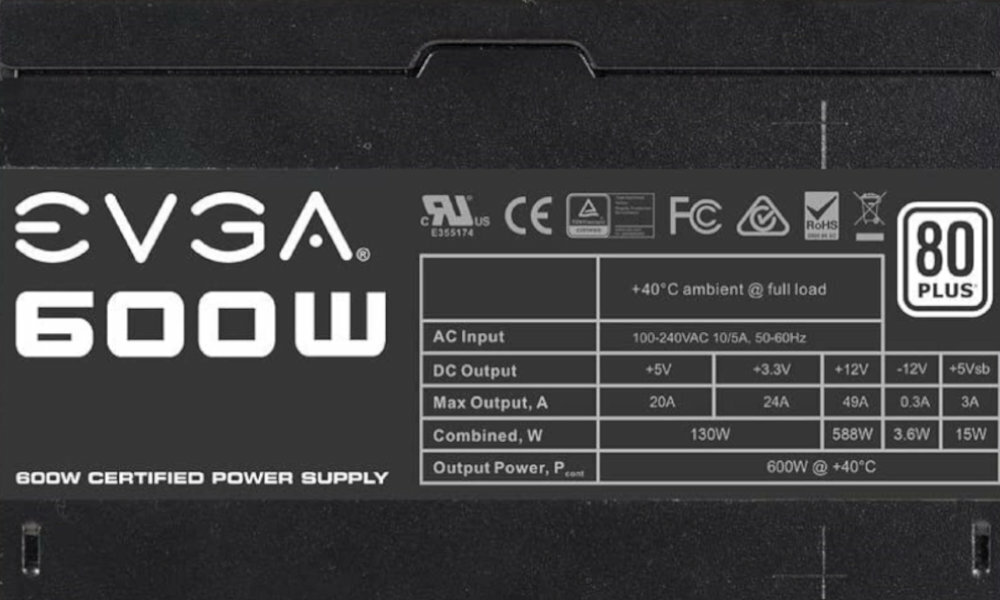 EVGA W1 600W 80 Plus