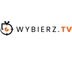 300x240 wybierztv bl Logo z napisem \'media expert TV\' w kolorze czarnym z pomarańczowymi elementami.